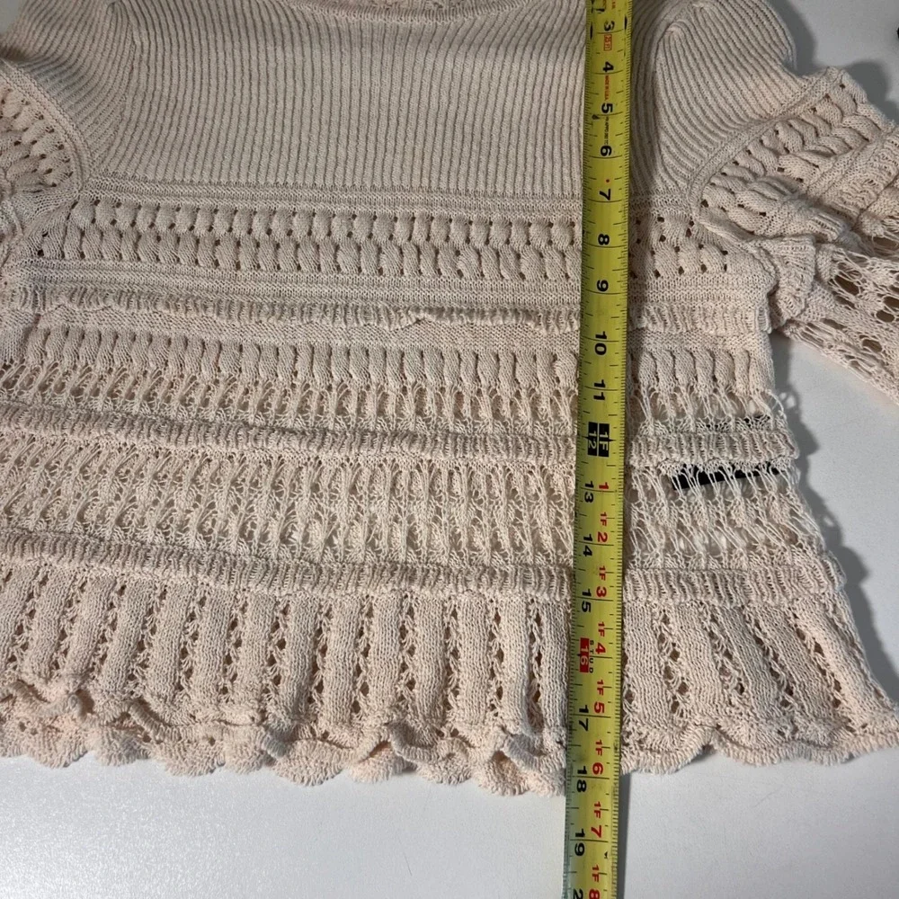 Isabel Marant Etoile Frizy Top Size 36 Beige Cotton Crochet Pointelle Knit Boho - Picture 6 of 7